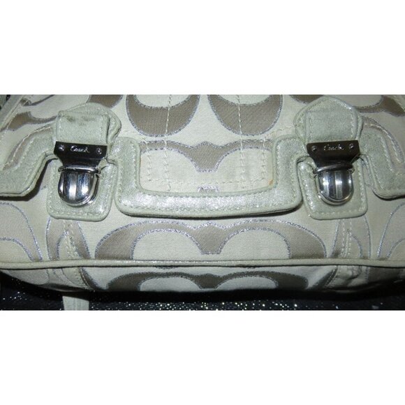 Coach Poppy Signature C Metallic Sateen & Leather Messenger Flap Satchel  #18352 - Picture 6 of 15